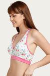 Zivame Floral Double Layered Non Wired Medium Coverage Bralette Bra - Mint Floral Print — thumbnail 3